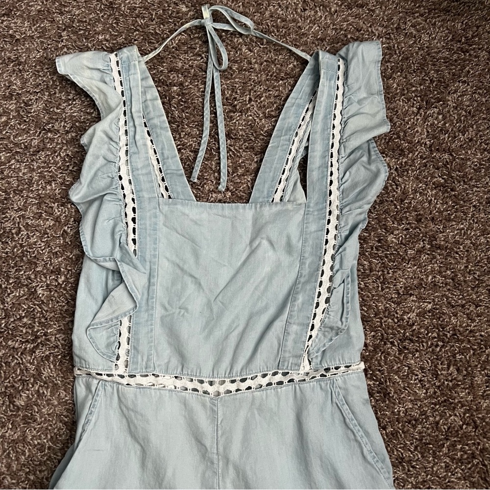 BCBGeneration Light Blue Ruffle Romper - Picture 5 of 6